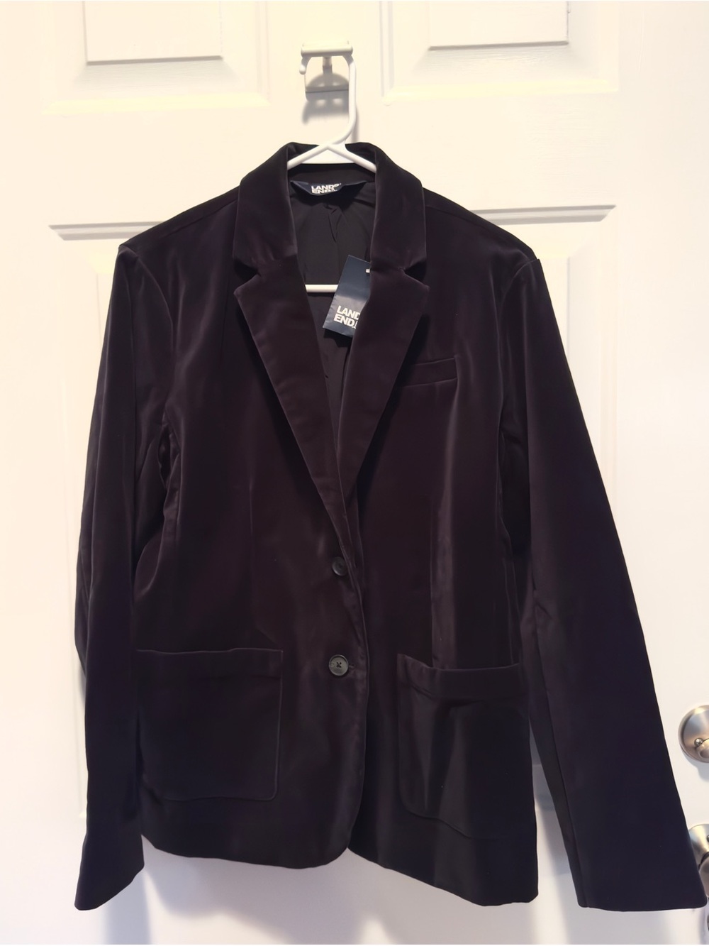 Lands' End Women's Black Velvet Blazer Jacket M (10-12)